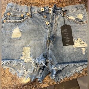 Umgee Blue Distressed Jean Shorts